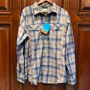 Mens Columbia long sleeve dry wick Omni-shade plaid shirt